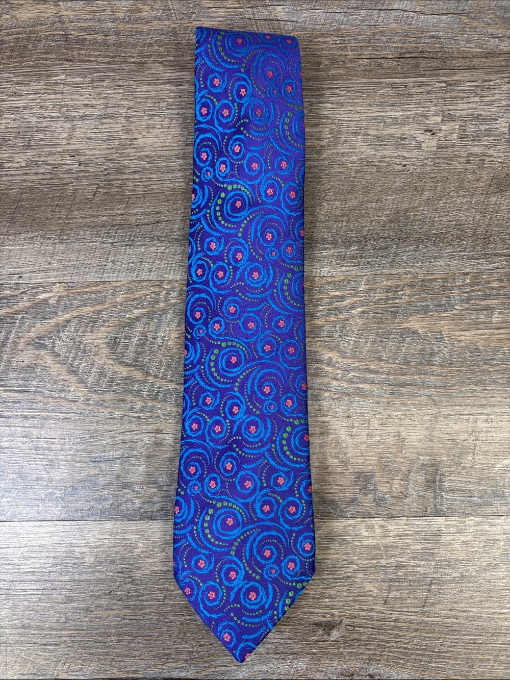 Charles Tyrwhitt Handmade England 100% Silk Purple Paisley Floral Tie